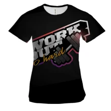 Женская 3D футболка Work out go hard