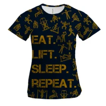 Жіноча 3D футболка Eat Lift Sleep Repeat
