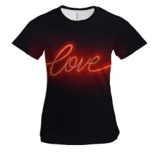 Женская 3D футболка с неоновой надписью "Love"