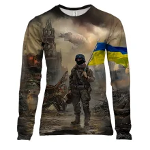 Жіночий 3D лонгслів з українським воїном