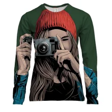 Женский 3D лонгслив с девушкой фотографом