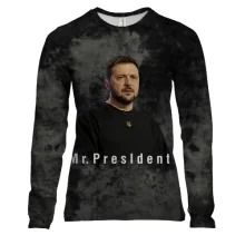Женский 3D лонгслив с Зеленским и надписью «Mr. President»