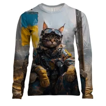 Женский 3D лонгслив Кот военный