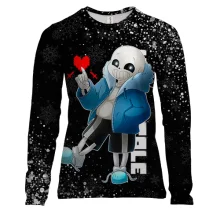 Женский 3D лонгслив Новогодний Санс - Undertale
