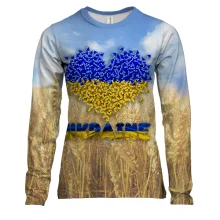 Женский 3D лонгслив Love Ukraine (пшеничное поле)