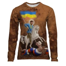 Жіночий 3D лонгслів з українським воїном на білому коні