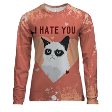 Жіночий 3D лонгслів I hate you cat