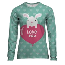 Женский 3D лонгслив I love you кролик