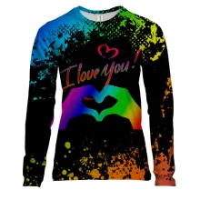 Женский 3D лонгслив I love you rainbow