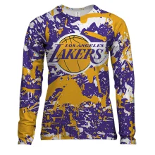 Женский 3D лонгслив Lakers фирменные цвета брызги красок
