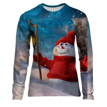 Женский 3D лонгслив Snowman and starry sky