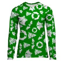 Женский 3D лонгслив Christmas green pattern
