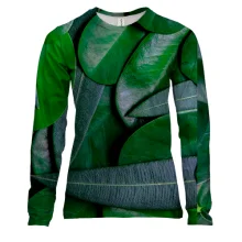 Жіночий 3D лонгслів Green leaves pattern 4