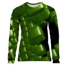 Жіночий 3D лонгслів Green cubes