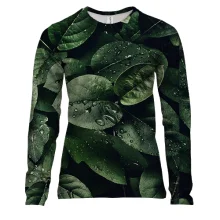 Жіночий 3D лонгслів Green leaves pattern 2