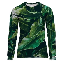 Жіночий 3D лонгслів Green leaves pattern
