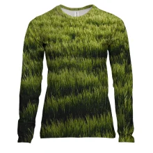 Женский 3D лонгслив Green grass pattern