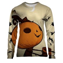 Женский 3D лонгслив Halloween pumpkin and bats