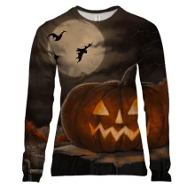 Женский 3D лонгслив Halloween pumpkin art 4