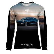 Жіночий 3D лонгслів Dark blue Tesla