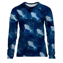 Женский 3D лонгслив Blue fish pattern
