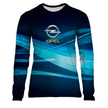 Женский 3D лонгслив Opel с голубыми геометрическими линиями