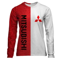 Женский 3D лонгслив Mitsubishi на красно-белом фоне