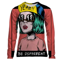 Женский 3D лонгслив Be different Yeah!!