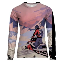 Женский 3D лонгслив Snowmobile and Mountain Landscape
