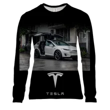 Жіночий 3D лонгслів White Tesla