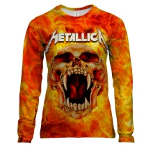 Женский 3D лонгслив Metallica (огненный череп)
