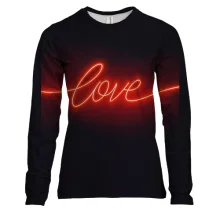 Женский 3D лонгслив с неоновой надписью "Love"