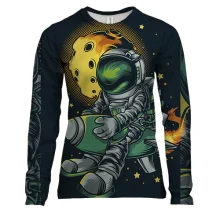 Женский 3D лонгслив с астронавтом на ракете