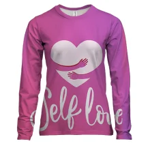 Женский 3D лонгслив с надписью "Self love"