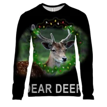 Женский 3D лонгслив с новогодним оленем "Dear Deer"