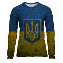 Женский 3D лонгслив с флагом и гербом Украины