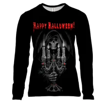 Женский 3D лонгслив Happy Halloween (с черепом)