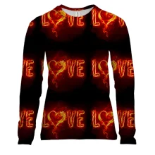 Жіночий 3D лонгслів з вогняними написами LOVE