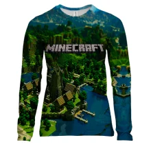 Женский 3D лонгслив Minecraft с блочным пейзажем