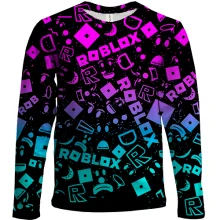 Детский 3D лонгслив ROBLOX neon logo pattern