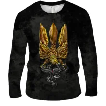 Чоловічий 3D лонгслів із золотим соколом-тризубом і зміями