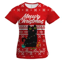 Женская 3D футболка Meowy Christmas