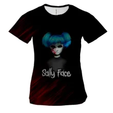 Женская 3D футболка Салли в окровавленной маске - SALLY FACE
