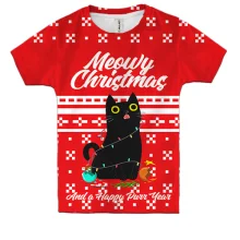 Детская 3D футболка Meowy Christmas