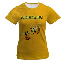 Женская 3D футболка Minecraft пчелы