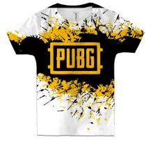 Дитяча 3D футболка PUBG з жовтим логотипом і бризками