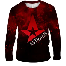 Мужской 3D лонгслив Astralis в красном дыму