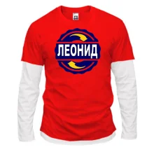 Комбинированный лонгслив с именем Леонид в круге