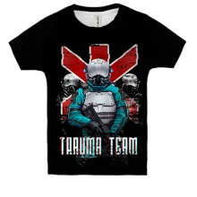 Детская 3D футболка Cyberpunk 2077 trauma team soldiers
