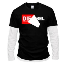Комбинированный лонгслив с надписью Diesel